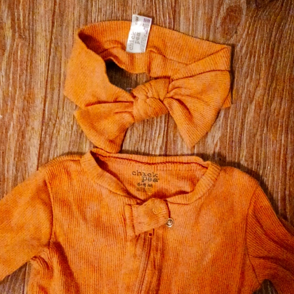 Footie Pajama and Bow Matching Set